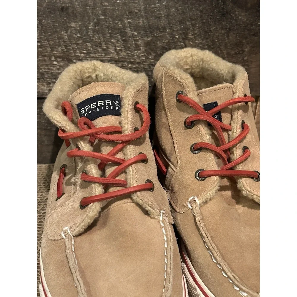 Sperry Womens Betty Boot‎ Size 9 Brown Suede Sherpa Lined Lace Up Bootie Shoe